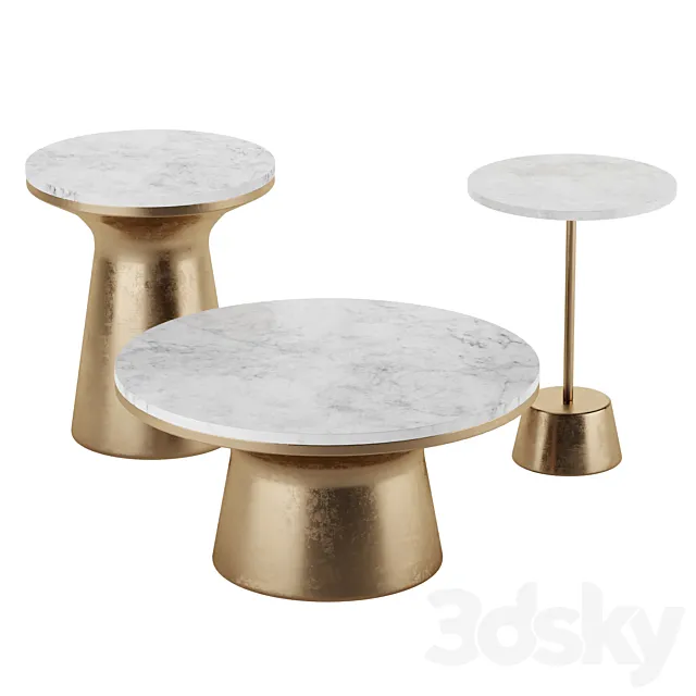 Marble Topped Pedestal Side Table West Elm 3DS Max Model