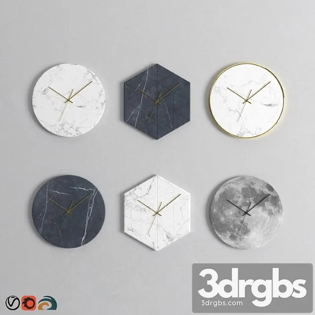 Marble wall clock set