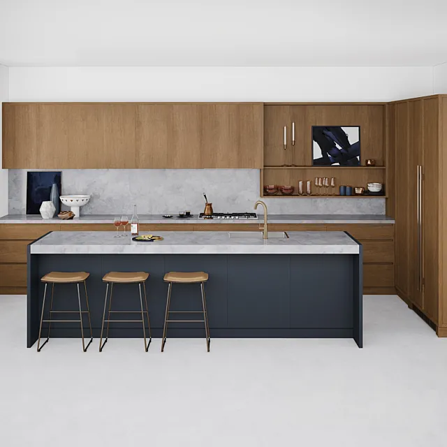 Marble & wood kitchen 3DS Max Model