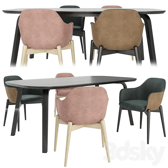 Marelli table and chairs set02 3DSMax File