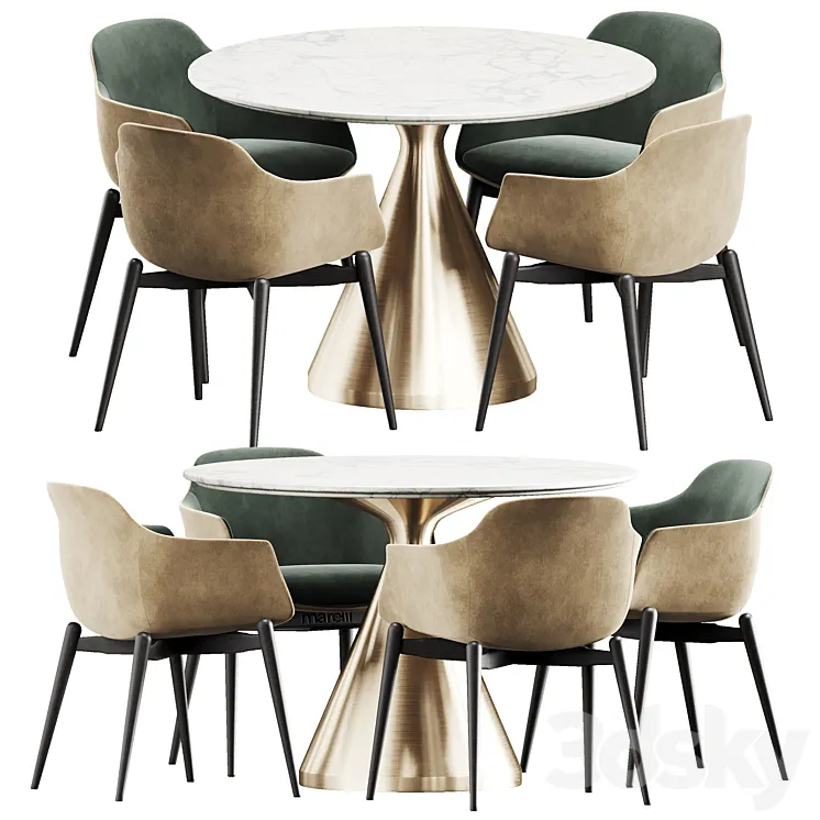 Marelli & West elm Silhouette dining set 3DS Max