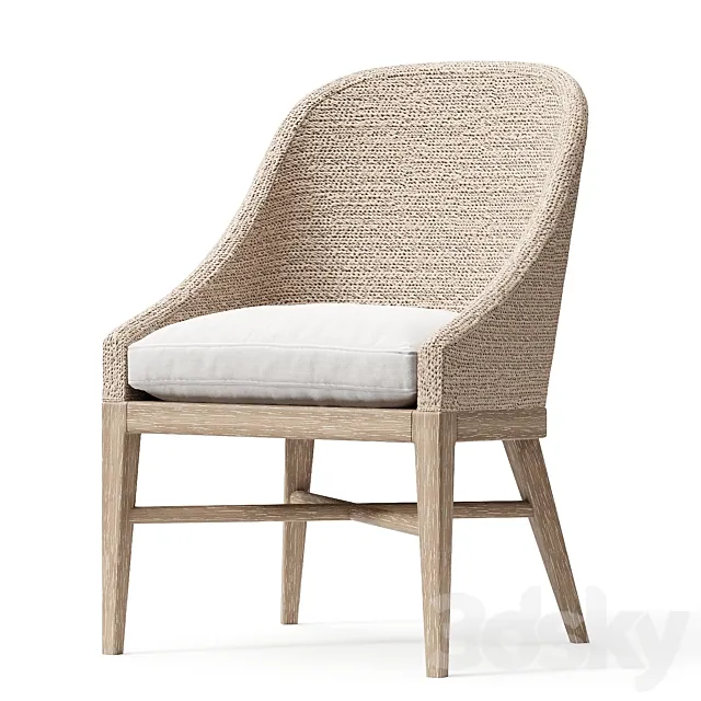 MARISOL SEAGRASS SLOPE ARM DINING SIDE CHAIR 3ds Max