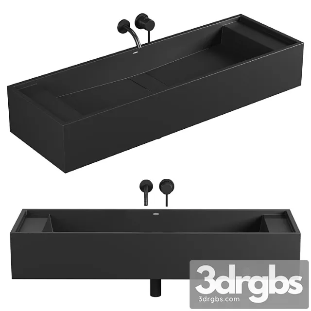 Marmo charcoal wall hung double stone basin 1200mm