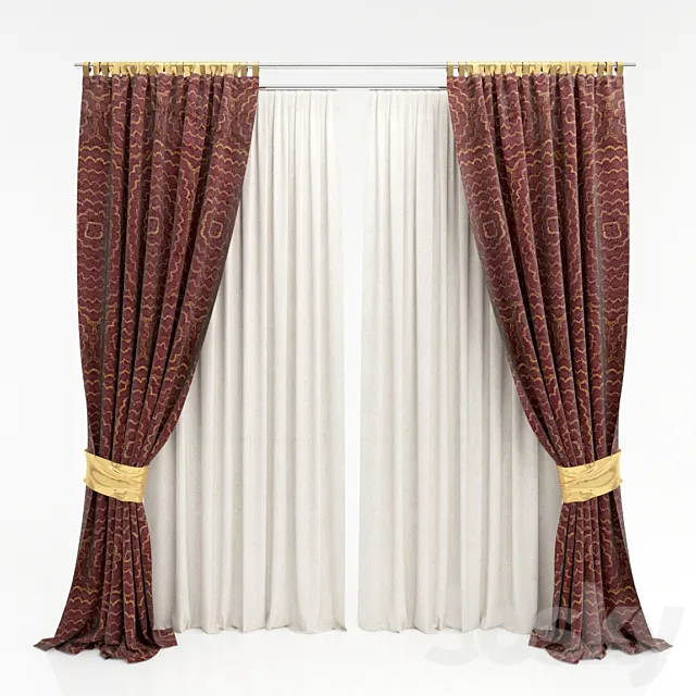 Maroon curtain 3DS Max Model