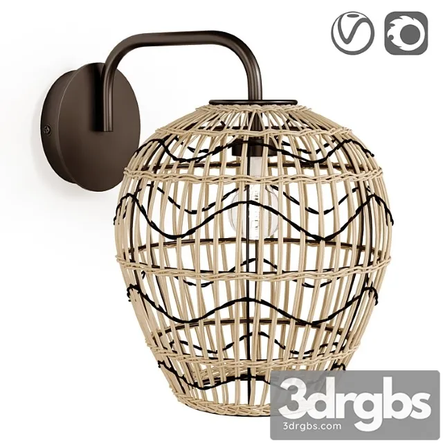 Martaban metal and rattan lamp