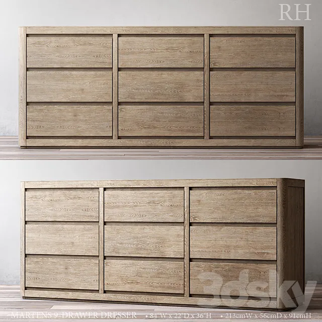 MARTENS 9-DRAWER DRESSER 3ds Max