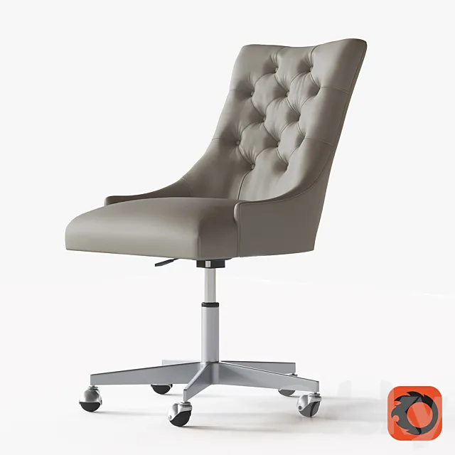 MARTINE ADJUSTABLE LEATHER DESK CHAIR – PEWTER 3ds Max