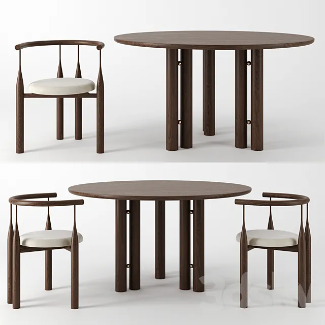 Martini Dining Table & Bellbottom Chair by Steven Bukowski 3ds Max