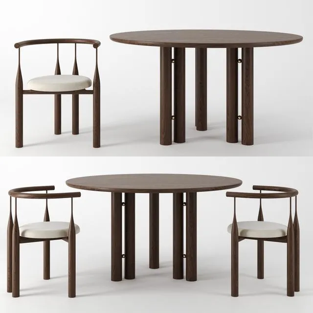 Martini Dining Table & Bellbottom Chair by Steven Bukowski 3dsMax Model