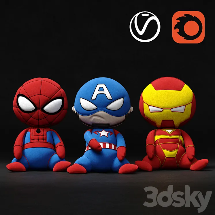 Marvel soft toys superheroes 3DS Max