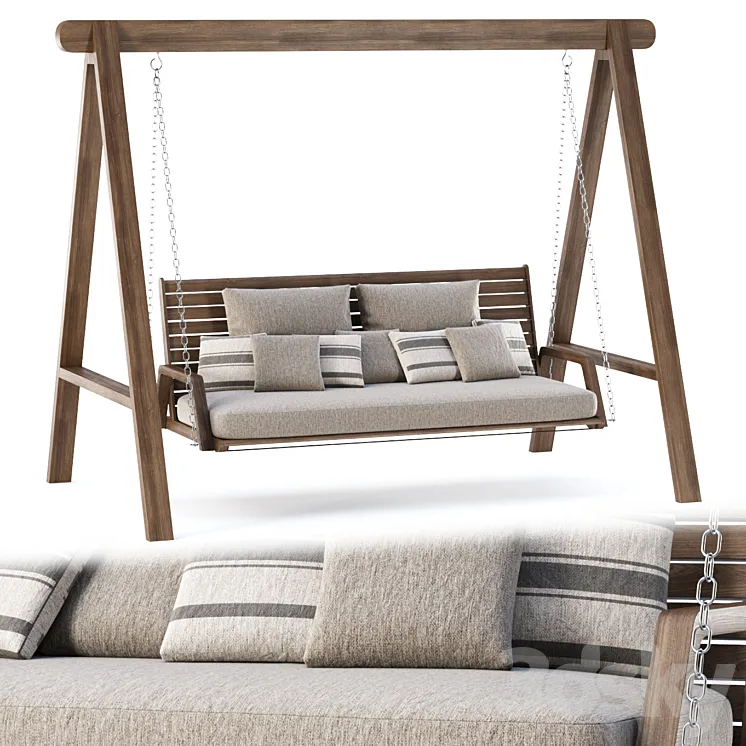 Mary wooden double garden swing MR45 by Bpoint Design \/ Wooden garden swing 3DS Max