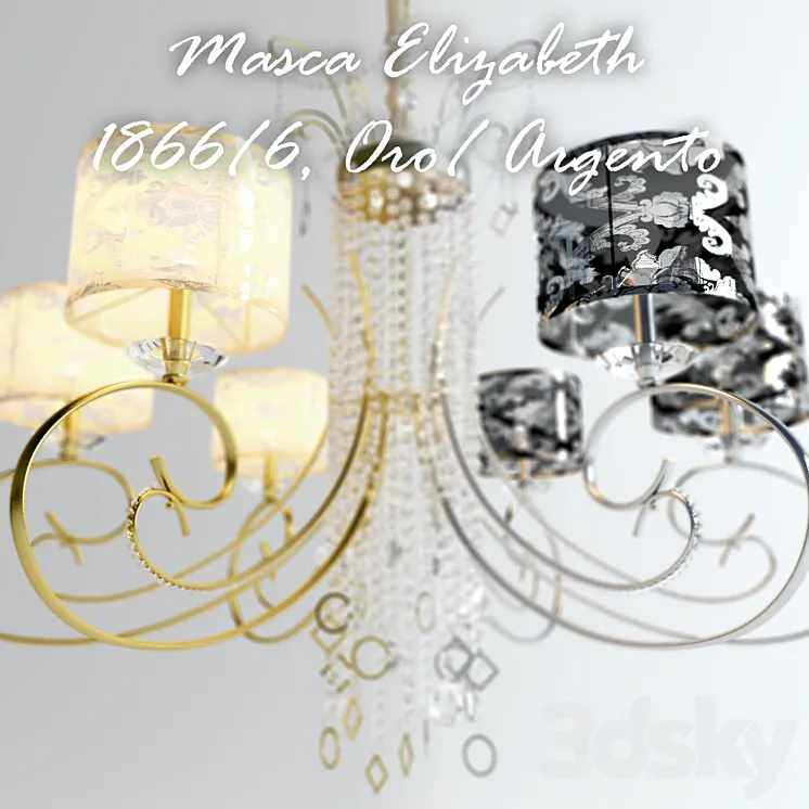 Masca Elizabeth Oro \/ Argento 1188\/6 3DS Max