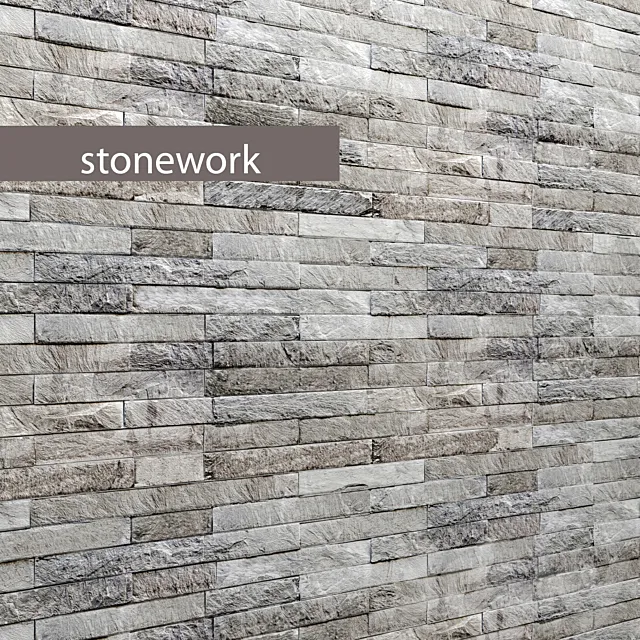 masonry wall wild stone slate 3DS Max Model