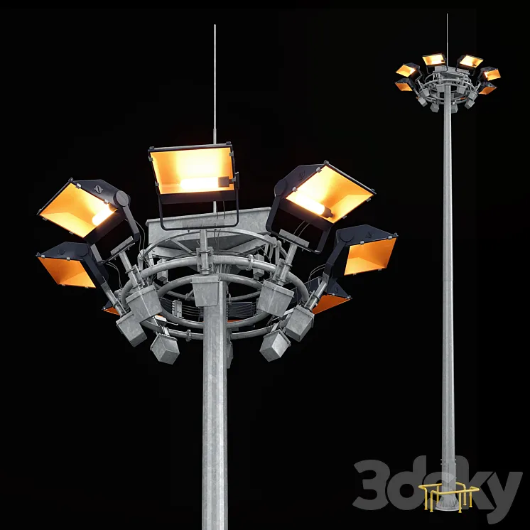 Mast with mobile crown + Spotlight Jupiter 3DS Max