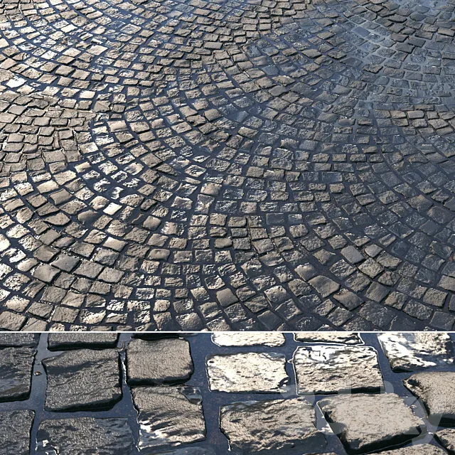 Material of wet radial paving 01 3ds Max