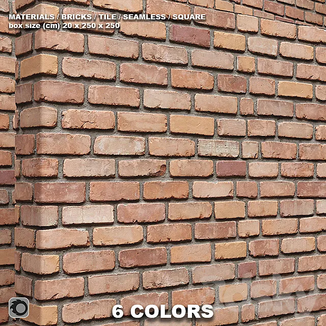 Material (seamless) – brick tile set 12 3DS Max Model