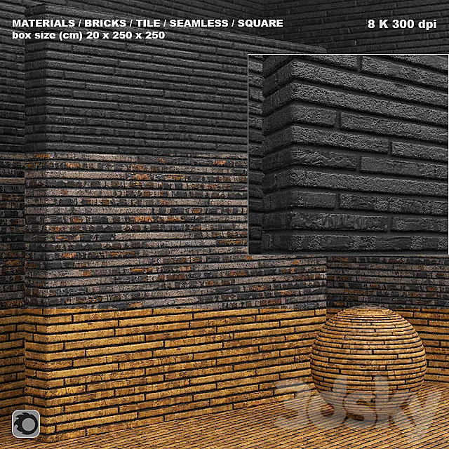 Material (seamless) – brick tile set 2 3DS Max Model