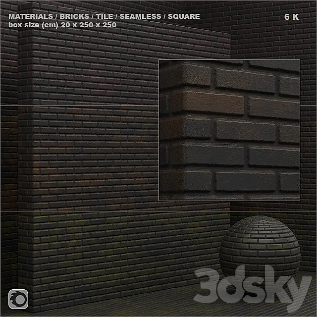 Material (seamless) – brick tile set 5 3ds Max