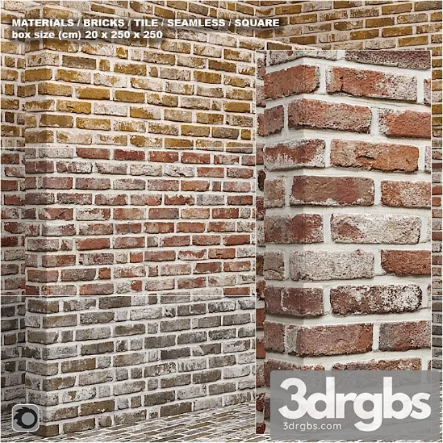 Material (seamless) – brick tile set 9 3dsmax Download