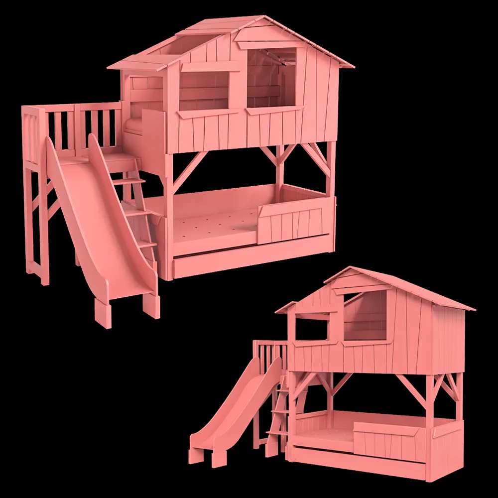 Mathy By Bols – MDF treehouse bunk bed + slide with platform 3ds Max