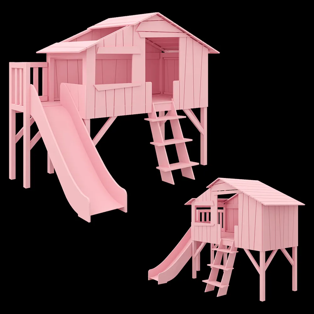Mathy By Bols – MDF treehouse single bed + slide with platform 3ds Max