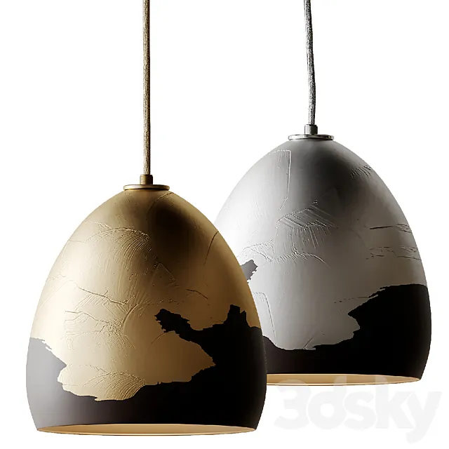 Matte Black & Silver Ombre Porcelain Pendant Light from H&H 3ds Max