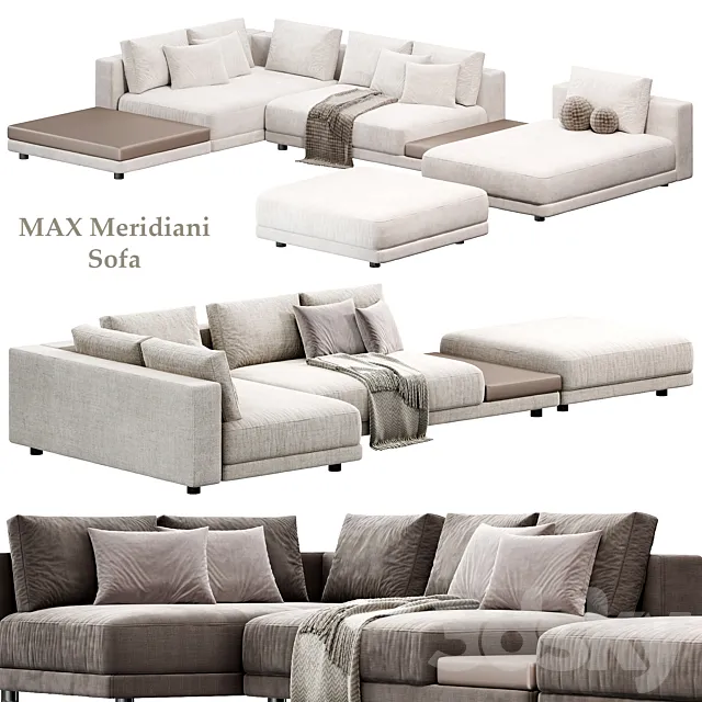 MAX Sectional Modular Fabric Sofa by Meridiani 3ds Max