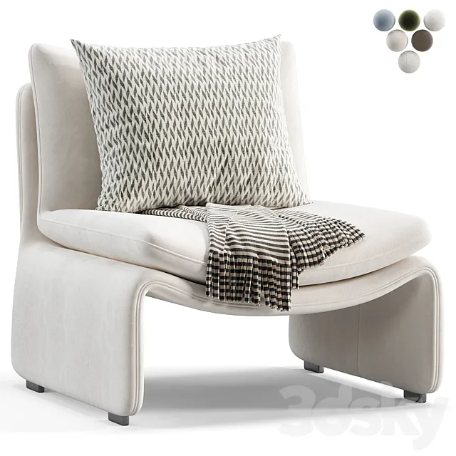 Maya White Faux Sheepskin Bouble Accent Chair 3ds Max