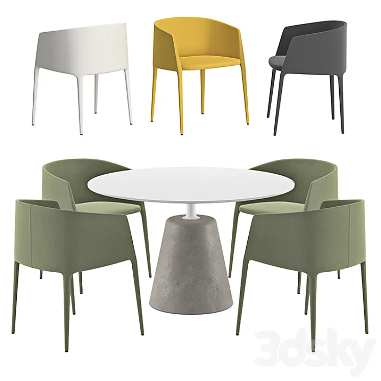 MDF Italia – Achille Armchair And Rock Table 3DS Max