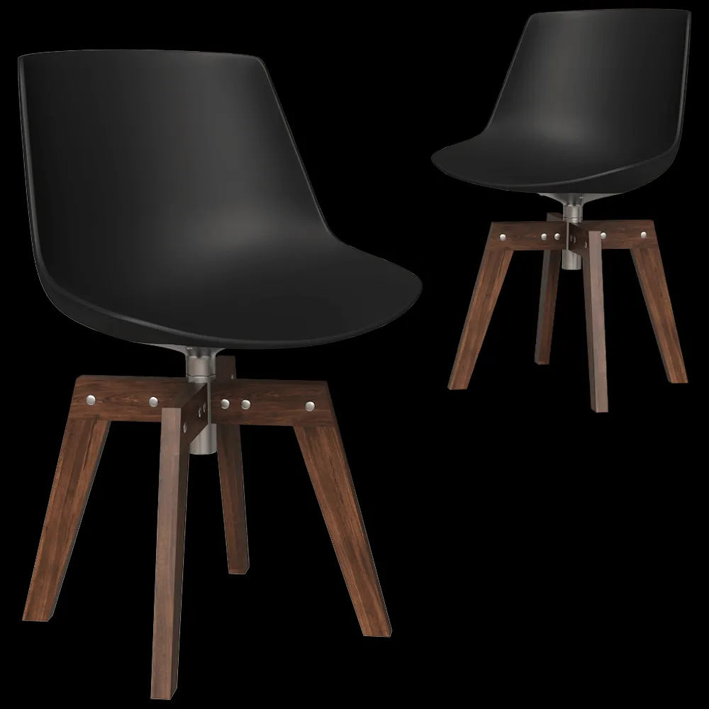 MDF Italia – Chair Flow 4 legged wood base 3ds Max