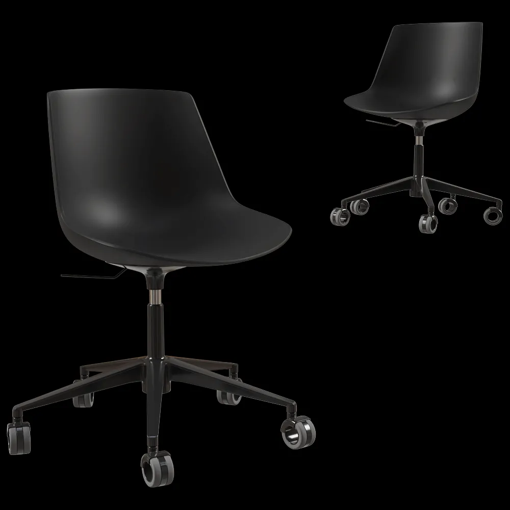 MDF Italia – Chair Flow height adjustable 5 point star base on castors 3ds Max