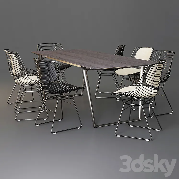 MDF Italia: Dining Set (Table Axy Comfort & Chair Flow Filo) 3DS Max