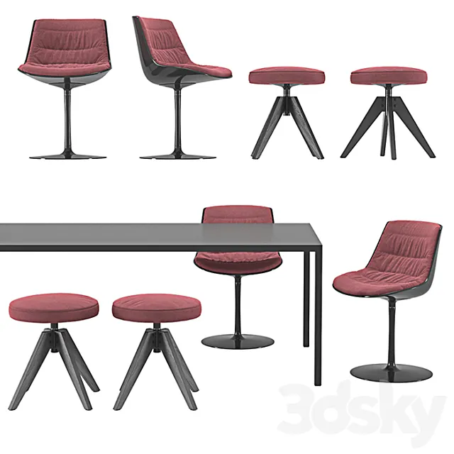 MDF Italia – Flow Chairs and Tense Table 3DS Max Model