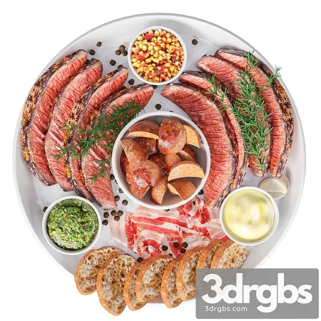 Meat Plate With Steak and Spices 3dsmax Download