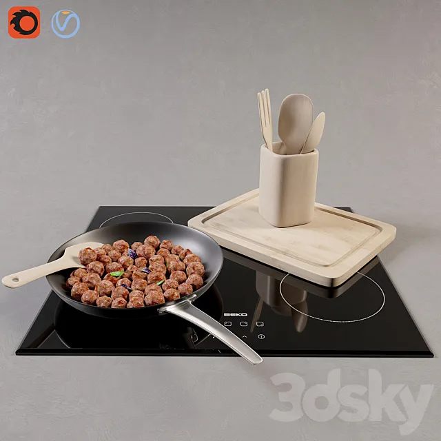 meatballs in a pan 3ds Max