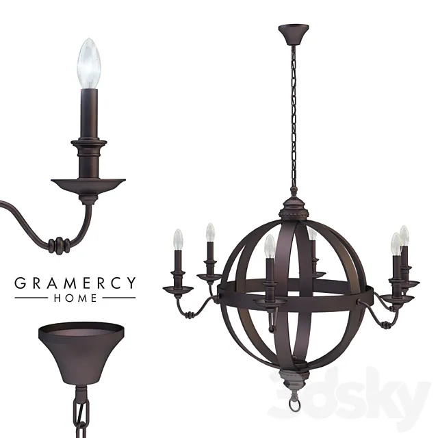 Medieval metal orb chandelier Gramercy home 3ds Max