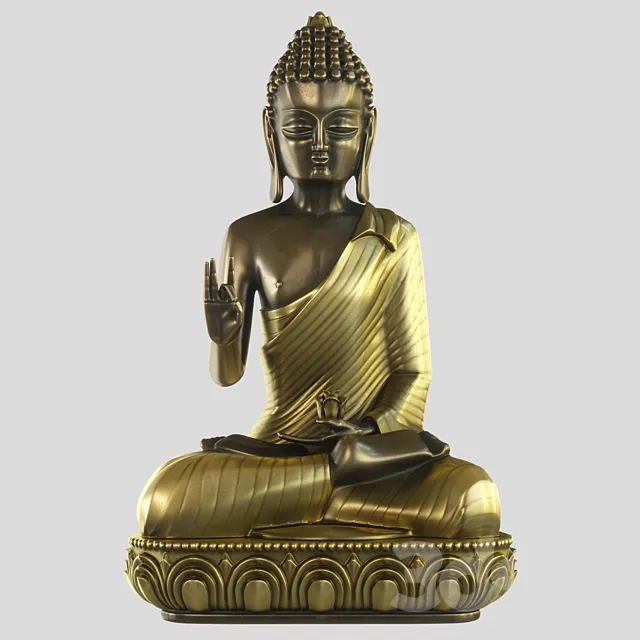Meditating Buddha with lotus flower 3DSMax File