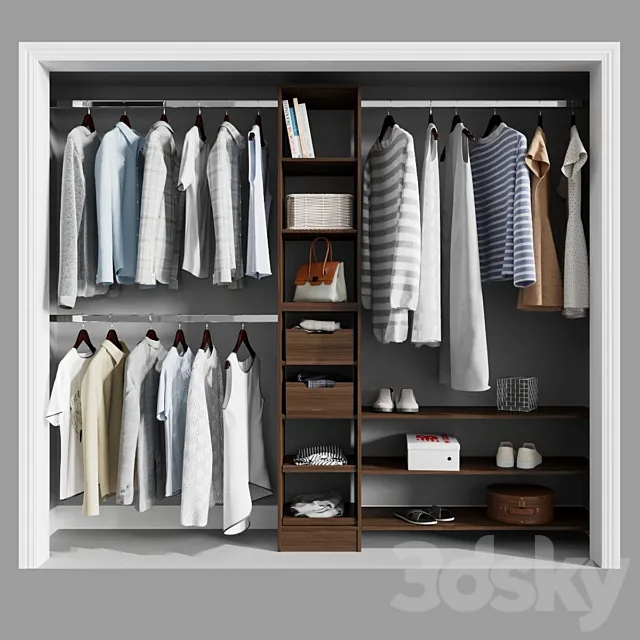 Melamine Reach-In Closet Kit in Mocha 3DS Max Model