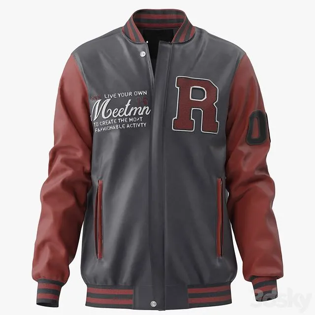 Men Embroidery Baseball Jackets 3dsMax Model