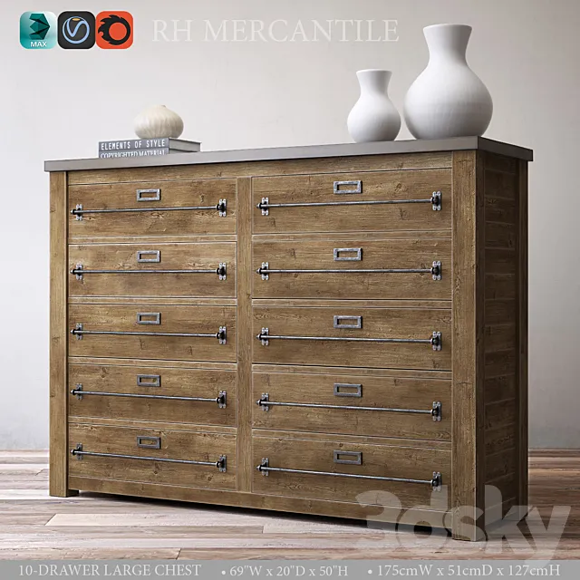 MERCANTILE 10-DRAWER LARGE CHEST 3ds Max
