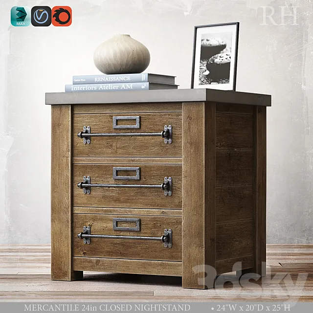 MERCANTILE 24in CLOSED NIGHTSTAND 3ds Max