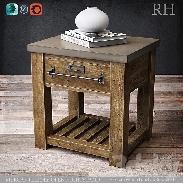 MERCANTILE 24in OPEN NIGHTSTAND 3DS Max Model