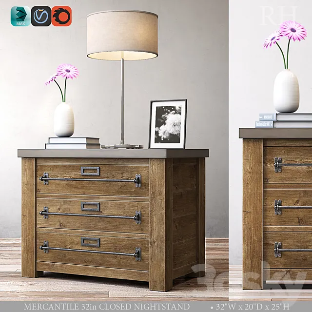 MERCANTILE 32in CLOSED NIGHTSTAND 3ds Max