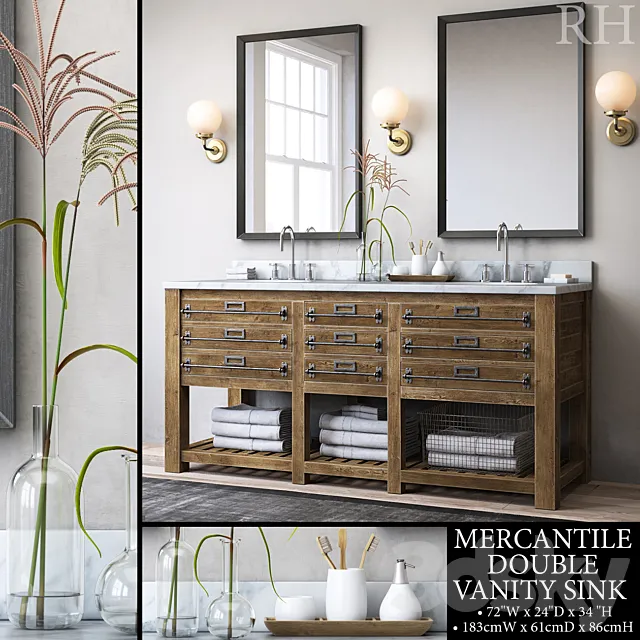 MERCANTILE DOUBLE VANITY SINK 3ds Max