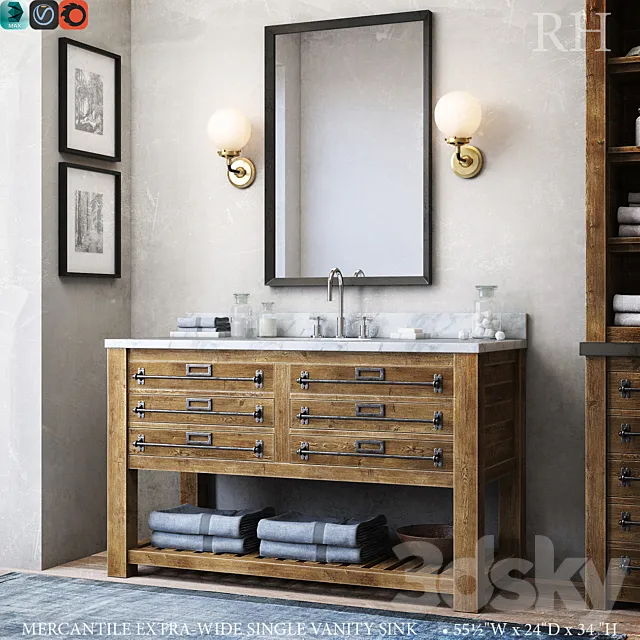 MERCANTILE EXTRA-WIDE SINGLE VANITY SINK 3ds Max