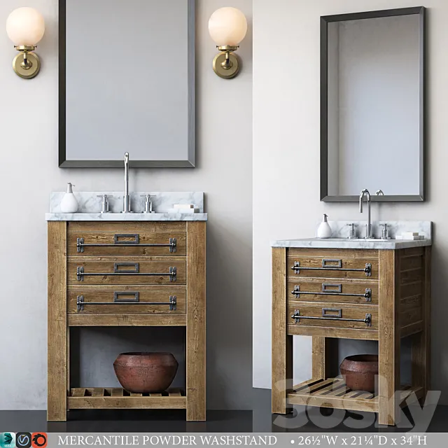 MERCANTILE POWDER WASHSTAND 3DS Max Model