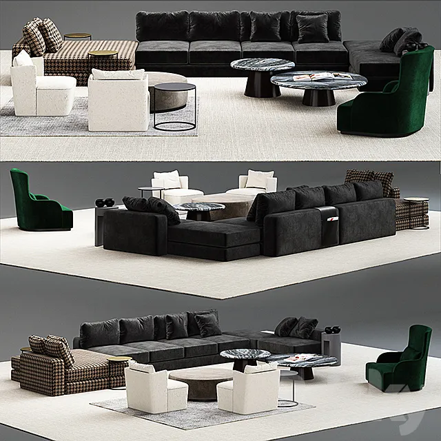 meridiani harold modular sofos set 3ds Max