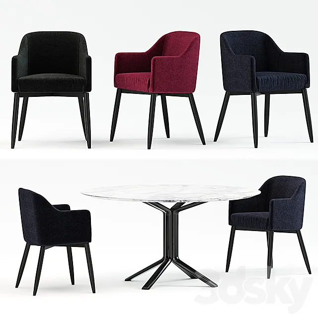 Meridiani Lola Chair + miller tables 3ds Max