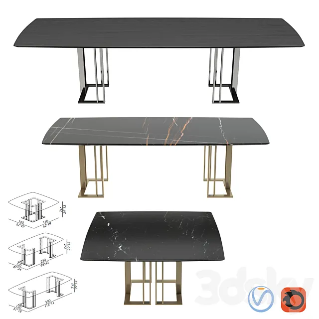 Meridiani Tables Charlie Rectangle 3ds Max