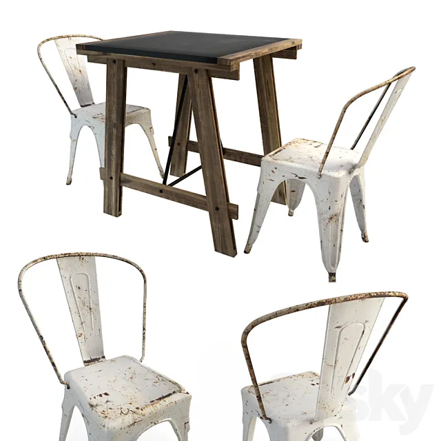 Mesa Table and Tolix Chairs 3ds Max